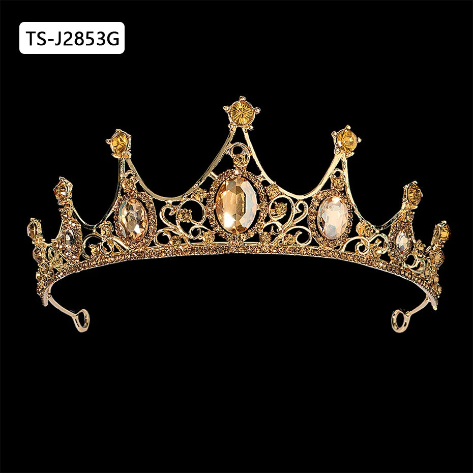 Gold Color Tiaras and Crowns for Women Wedding Bridal Hair Accessories Pearl Rhinestone Headpiece Bride Headdress Prom Jewelry