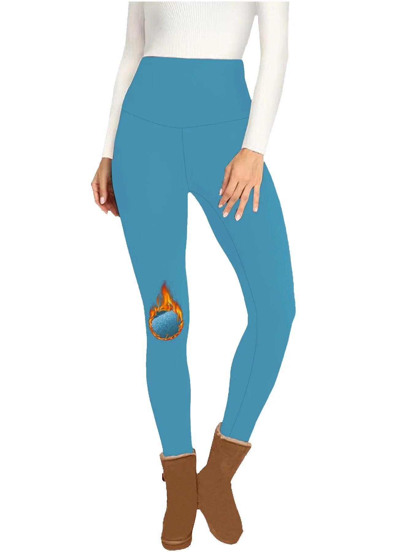 Women's leggings with thermal fleece interior. High waist design provides coverage and comfort for yoga and workout sessions