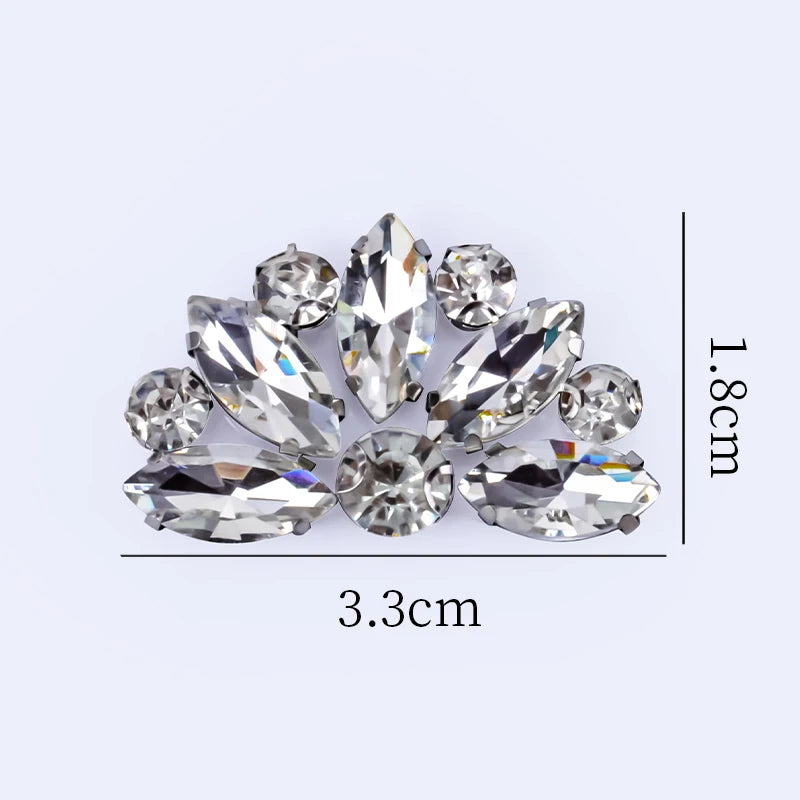 QIAO 5pcs Rhinestones Ornament Crystal Clear Iron on Diamond Rhinestones for Clothing Bags Hoodie Decorations Accessories