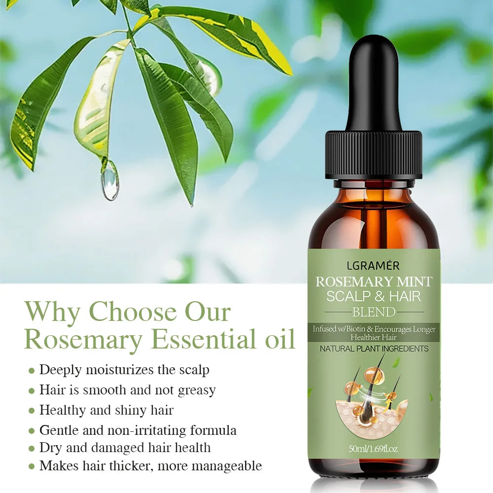 Hair Growth Essential Oil Rosemary Mint Hair Strengthening Oil Nourishing Treatment for Split Ends Dry Organics Hair Care Oil