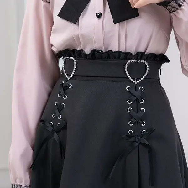 Women's Plus Size Lolita Style Skirt Black High Waist Slimming Summer Skirt Japanese Cute Soft Girl Fashion Flared Design S-3XL