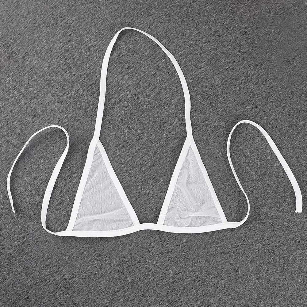 Womens Sexy Lingerie Bikini See ThrougSwimwear 2 Piece Bra With Tie Side Comfortable Thong Solid Color Beachwear Fashion Bustier