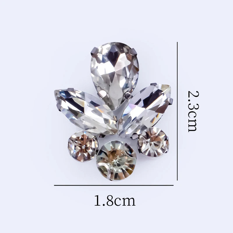 QIAO 5pcs Rhinestones Ornament Crystal Clear Iron on Diamond Rhinestones for Clothing Bags Hoodie Decorations Accessories