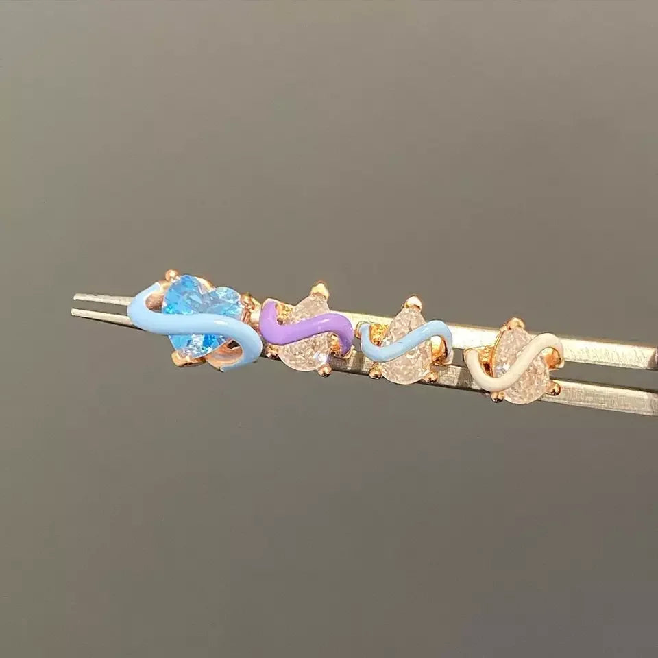 2023 New Arrived Top Quality Classic Fashion Girl Women Jewelry Geometric Shaped Colorful Simple CZ Stud Earring