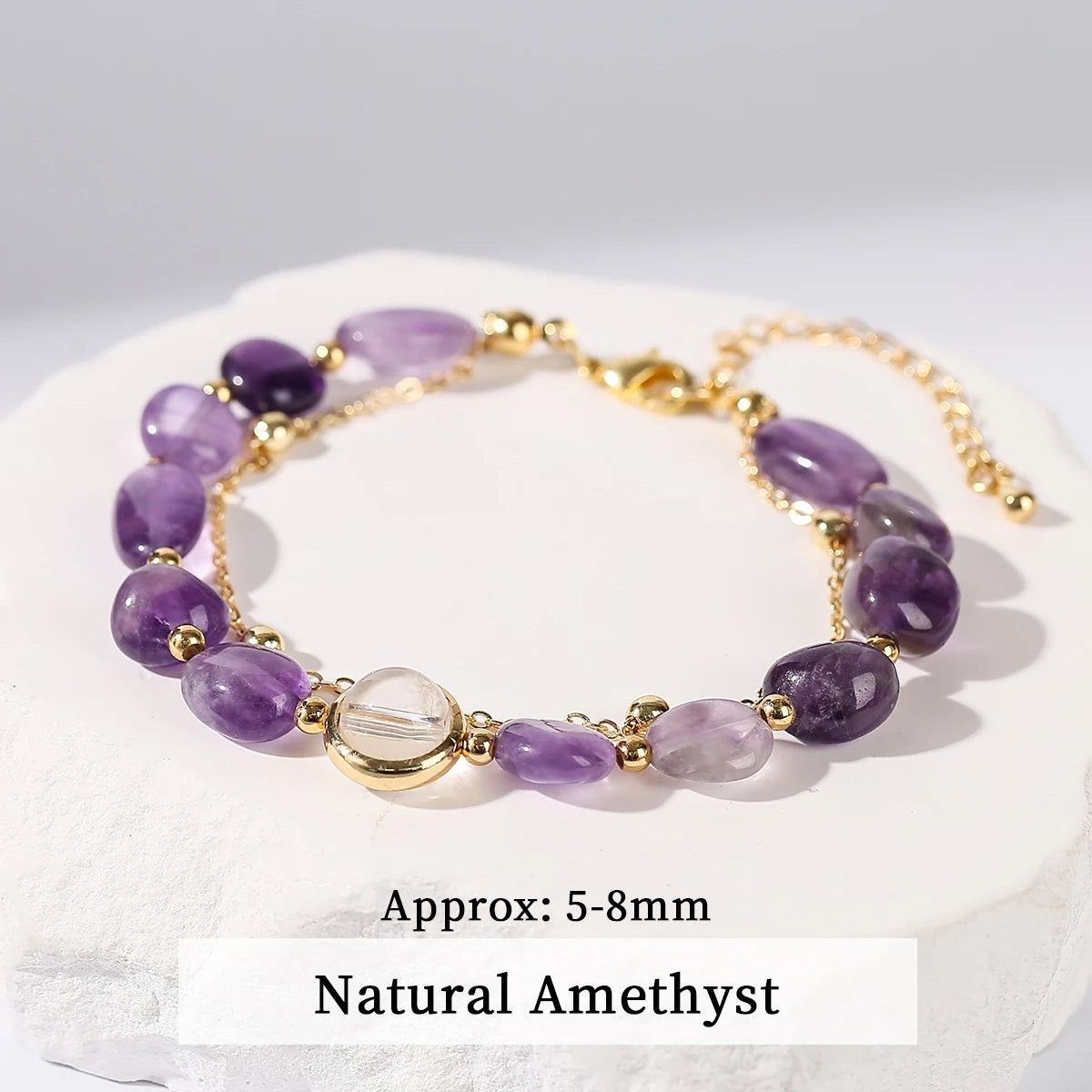 Exquisite Natural Amethyst Stone Lucky Chain Bracelets Women Fashion Jewelry Adjustable Healing Bracelets Girlfriend Party Gifts