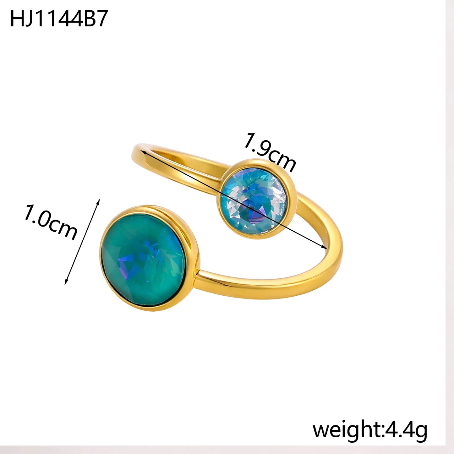 18k gold color stainless steel ring with crystal ring for women light luxury high-grade color open stainless steel