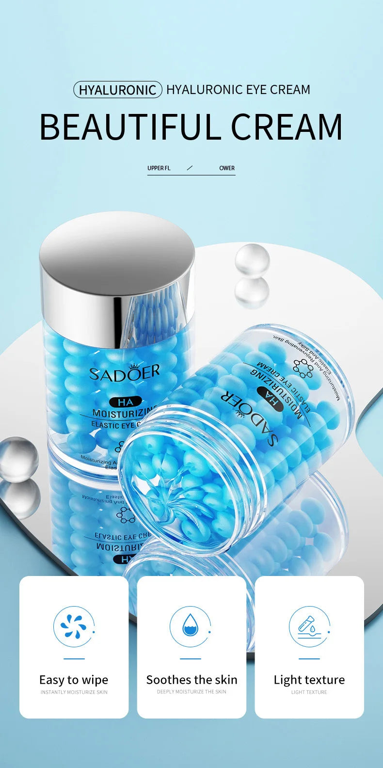 SADOER Hyaluronic Acid 24K Golden Sakura Eye Cream Anti Dark Circles Anti Wrinkles Moisturizing Anti-aging Creams Eyes Skin Care