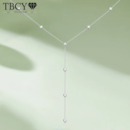 TBCYD 3mm 1.2cttw Round Cut Moissanite Diamond Pendant Necklace For Women S925 Silver Y-shaped Neck Chain Evening Gown Jewelry