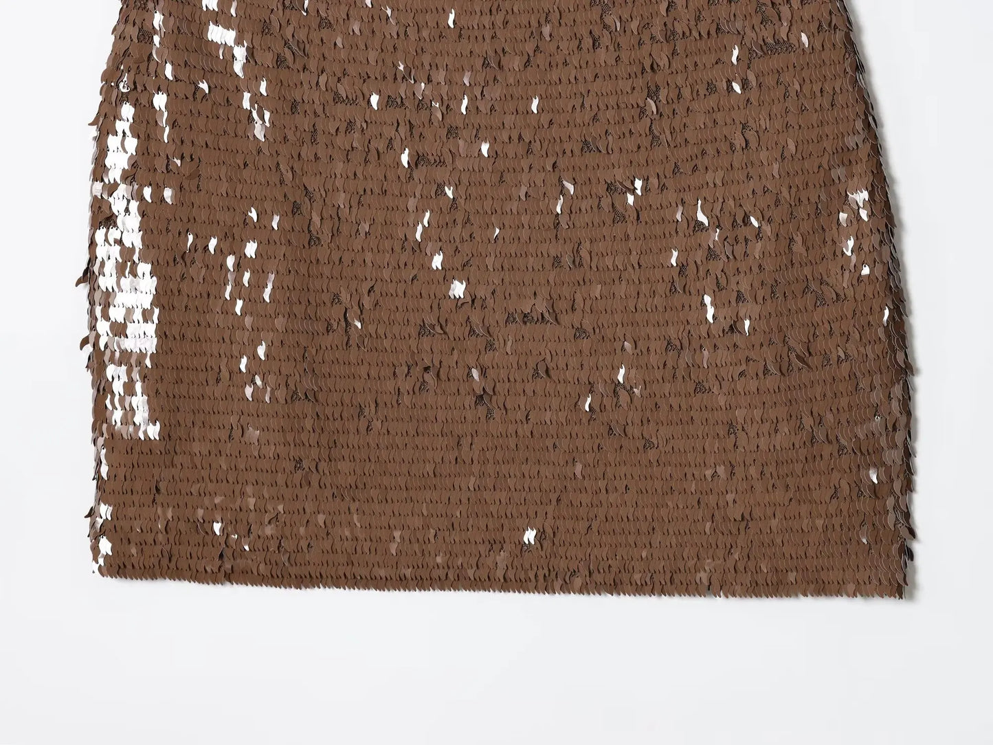 KONDALA Chic Y2K Sheath Sequined Sexy Brown Mini Skirt Club Fashion 2025 Sexy Birthday Shiny Night Party Music Streetwear Skirt