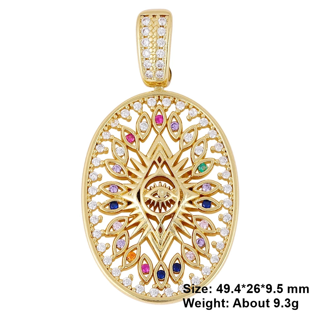 Juya 18K Real Gold Plated Religious Pendant Jewelry Making Supplies Creative Saint Mary Virgin Christian Cross Charms Supplies