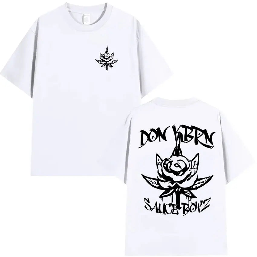 Rapper Eladio Carrion 2025 Trendy Album Double Sided Print T Shirt Mens Hip Hop Summer High Quality T-shirt Loose Oversized Tops