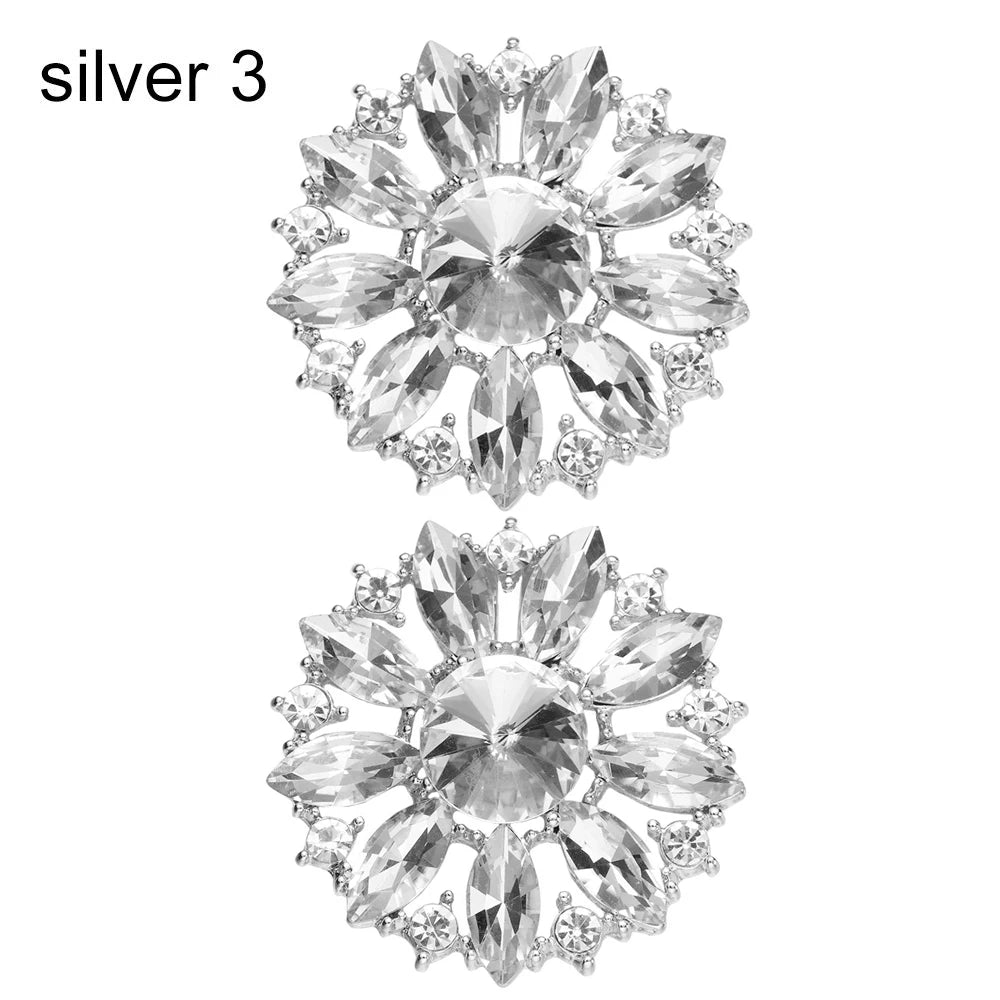 1Pair Detachable Shoes Decorations Shiny Crystal Shoes Clip Charm Buckle Rhinestone Brooch Women Bag Pendant Bride Accessories