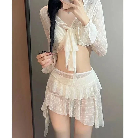 Sexy Bikini Swimsuit Women's Conservative Slimming Cover-Up Separate Swimwear Four-Piece Set Beach Vacation Hot Spring Swimming