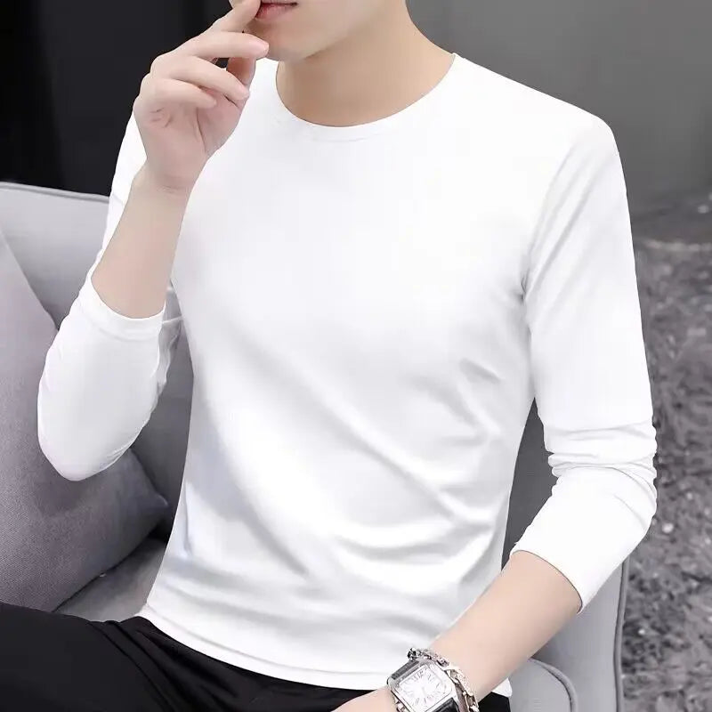 Men's Long Sve Fce Lined Knitted irt Busin Casual Sle Winter Warm Top Fake Two-Piece Design Comfortable Fit
