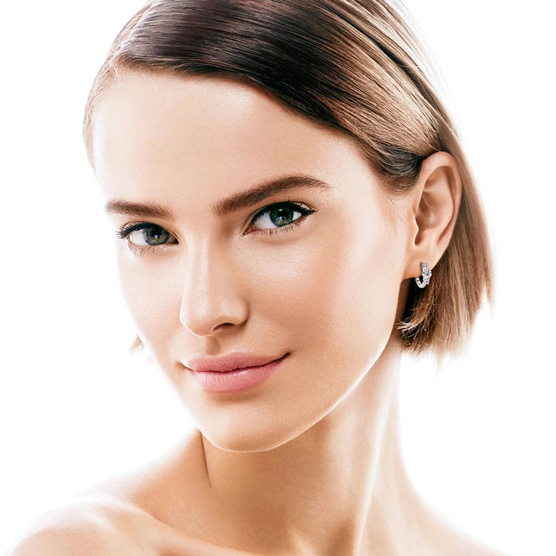 Lnngy Three Stone Moissanite Earring Original 925 Sterling Silver Hoops Earring For Women Girls Lab Created Diamond Jewelry Gift