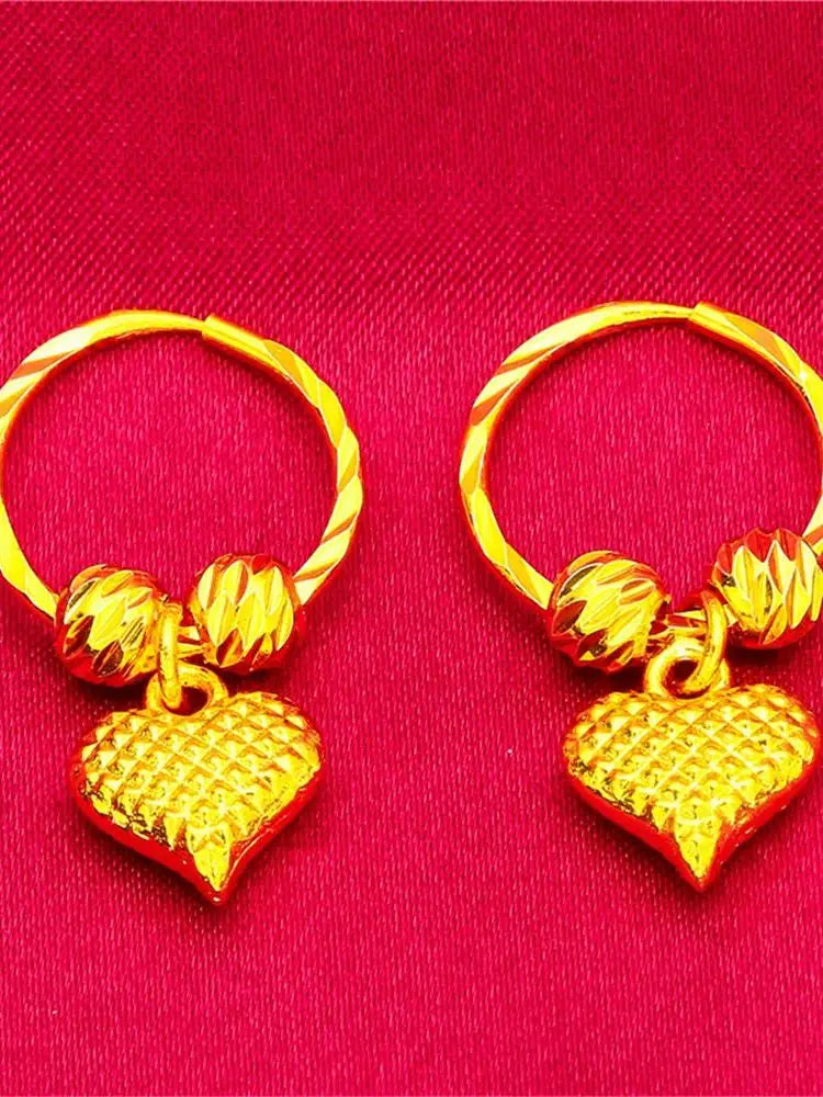 ANIID Heart Earrings 24K Gold Color Hoop Earrings for Women Nigerian Designer Earrings Party Wedding Jewelry Wholesale Gift
