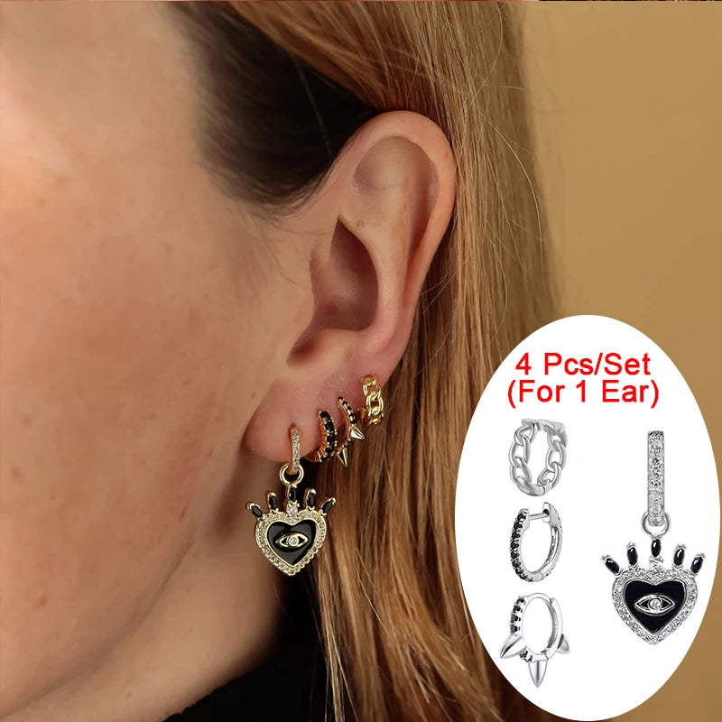 CRMYA Black CZ Zircon Dripping Oil Women's Earrings Set Fashion Gold color Earring Accessories For Women 2025 Jewelry Wholesale