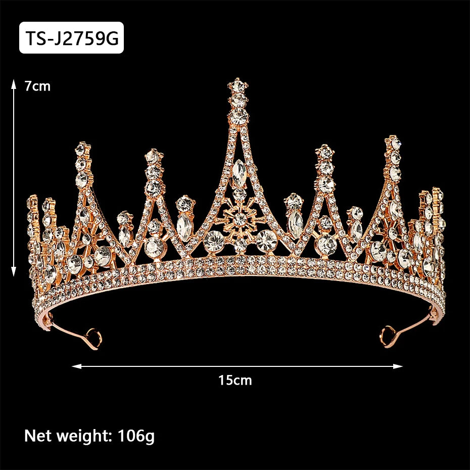 Gold Color Tiaras and Crowns for Women Wedding Bridal Hair Accessories Pearl Rhinestone Headpiece Bride Headdress Prom Jewelry