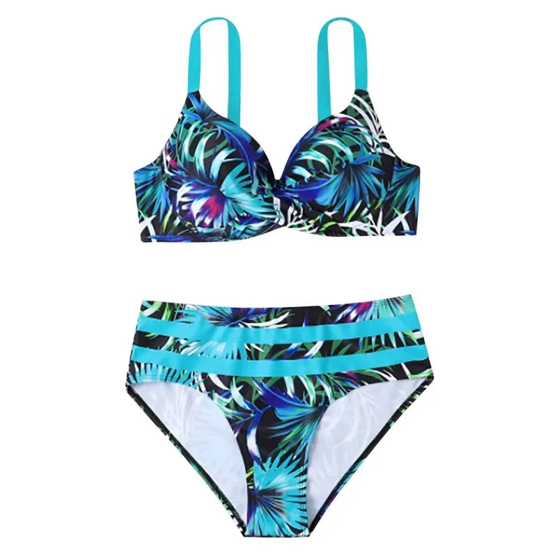 Women's Print 2 Piece Swimsuit Vintage Sexy High Waisted Bikini Split Beachwear Casual Holiday Pool Party Hot Springs Bikini Set