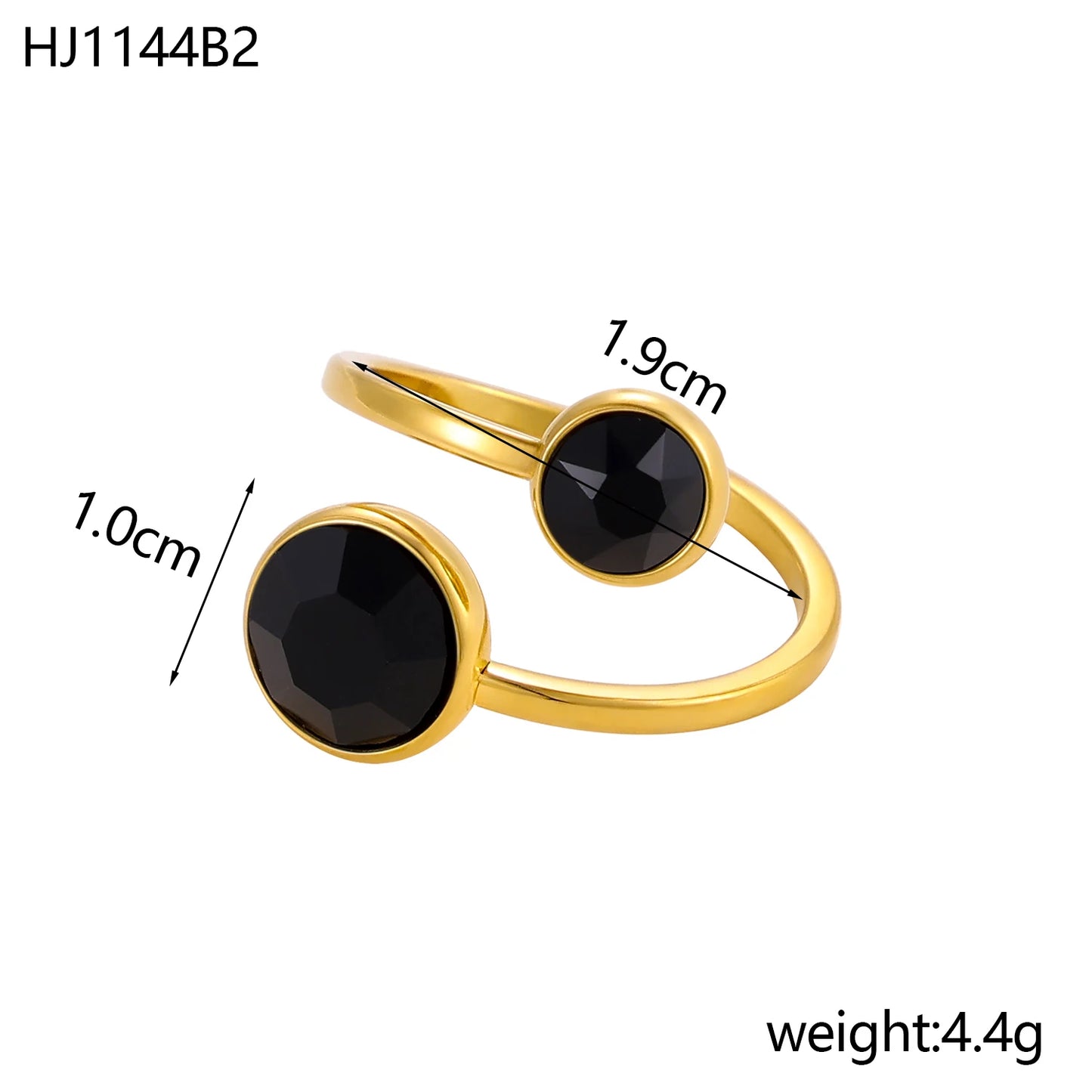 18k gold color stainless steel ring with crystal ring for women light luxury high-grade color open stainless steel