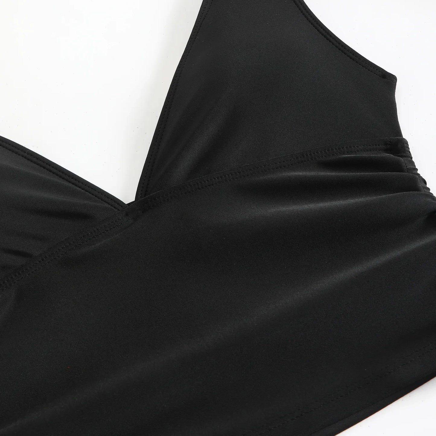 Fashionable Pure Color Nylon Fabric Bikini Set Sexy Two-Piece Swimsuit Drawstring Design Separate Top And Bottom for Women