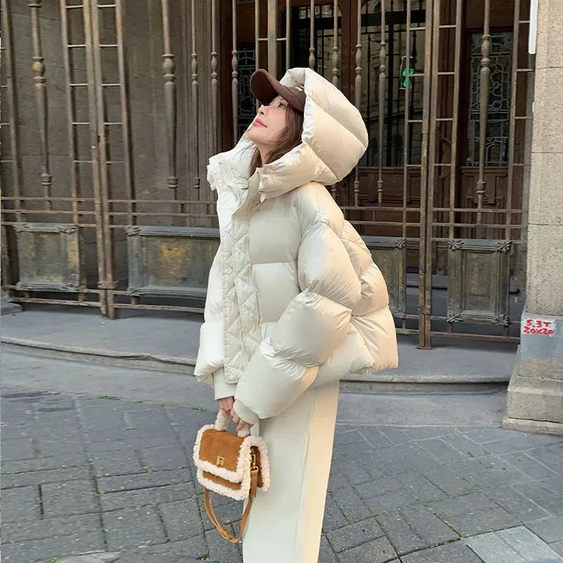 Women's Thickened Cotton Jacket Bread Style Warmth Outerwear Loose Fit Winter Top Korean Style Thickened Cotton Coat
