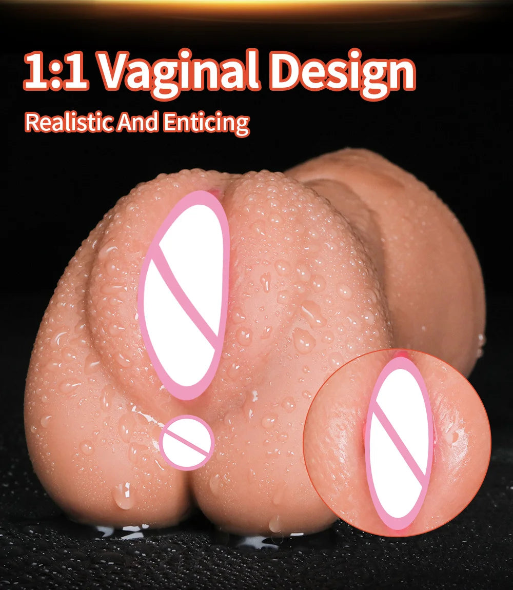 3-in-1 Male Masturbator - Deep Throat + Artificial Real Pussy + Realistic Rubber Vagina, Oral Blowjob Toy