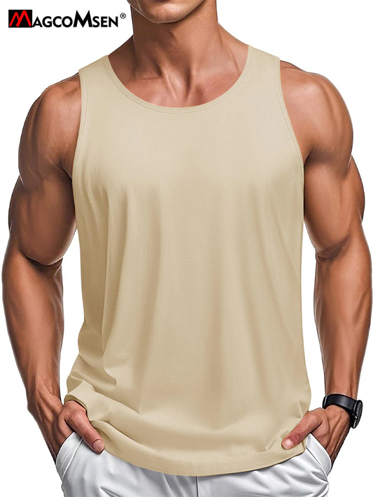 MAGCOMSEN Men's Tank Tops Cotton Sweat-wicking Breathable Muscle Sports Sleeveless Shirt Gym Exercise Outdoor Sports and Beach