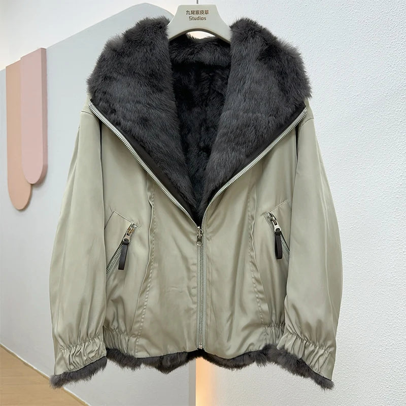 Women's jacket 100% Natural Real Fur Coat Winter Down Jacket Warm Elegant Women Outerwear 2025 New Parker Arrivals Coats Jackets