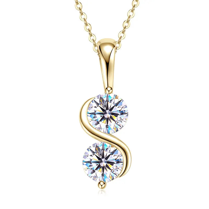 RAPRGOLD GRA Certified 1CT Moissanite Round Pendant Necklaces for Women 925 Sterling Silver Fine Jewelry Chains for Wedding Gift