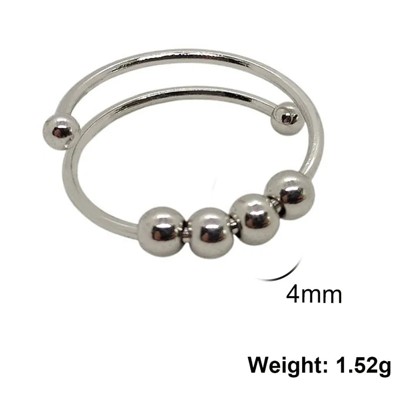 Stainless Steel Balls Beads Rings for Girls women  Rotate Freely  Antistress Spiral Bead Rotate esthetic Jewlery