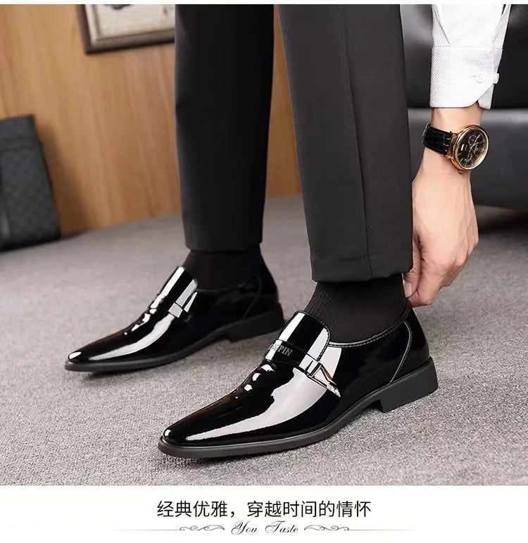 Business Leather Shoes for Men British Style Men's Office Dress Shoes Comfortable Slip-on Male Loafers Hot Daily Casual Shoes