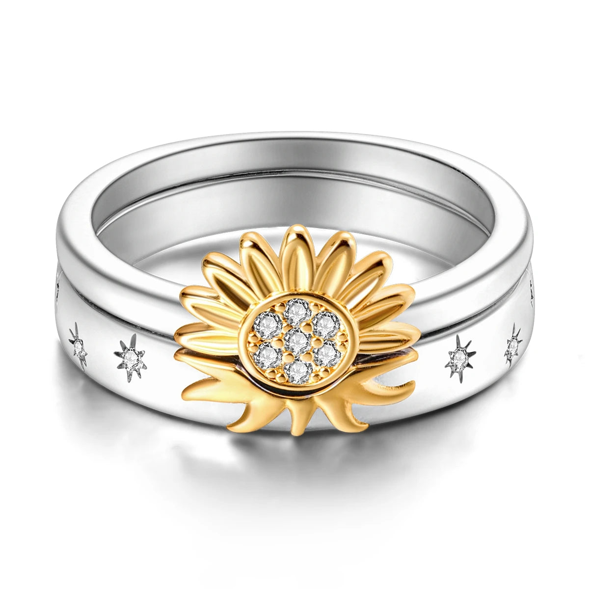 Silver Plated Women Luxury Stackable Ring Real Infinite Flower Daisy Fine Jewelry Rings For Engagement Weddling Party
