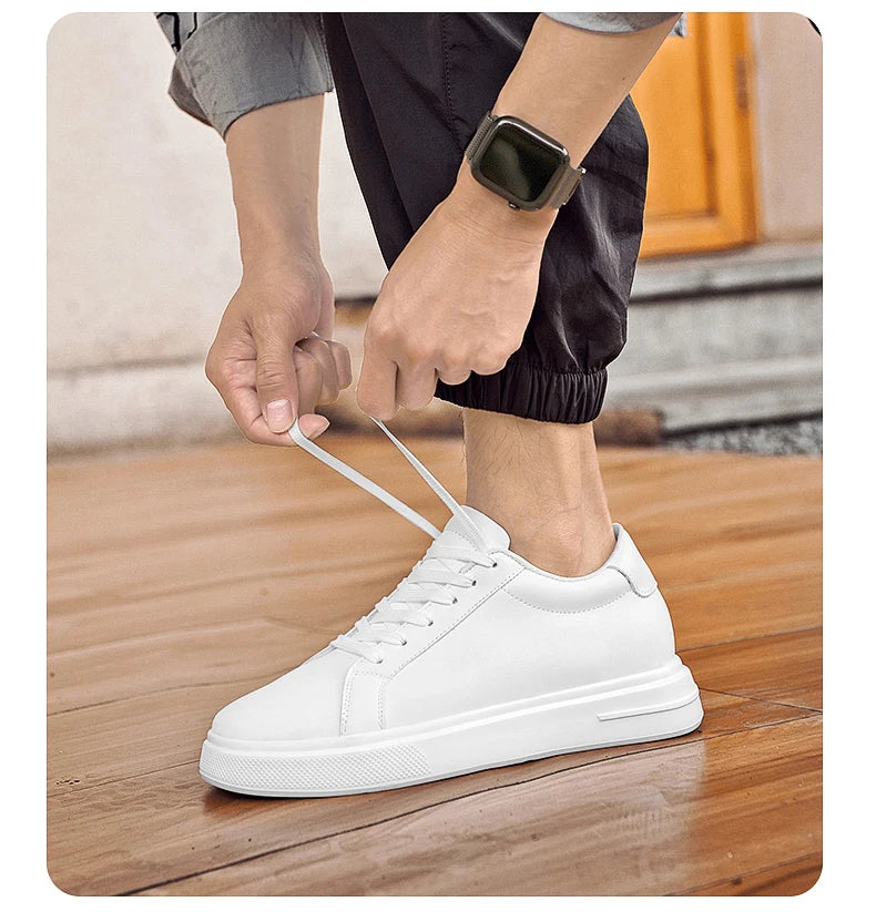 New  Men's Sneakers Elevator Shoes Heightening Height Increase Insole 6-10CM High Heels Shoes Leather Sport Shoes Men Shoes