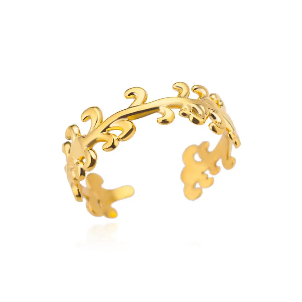 Stainless Steel Twist Chain Adjustable Rings for Women Men Simple Geometric Leave Flower Open Ring Jewelry Female Holiday Gifts