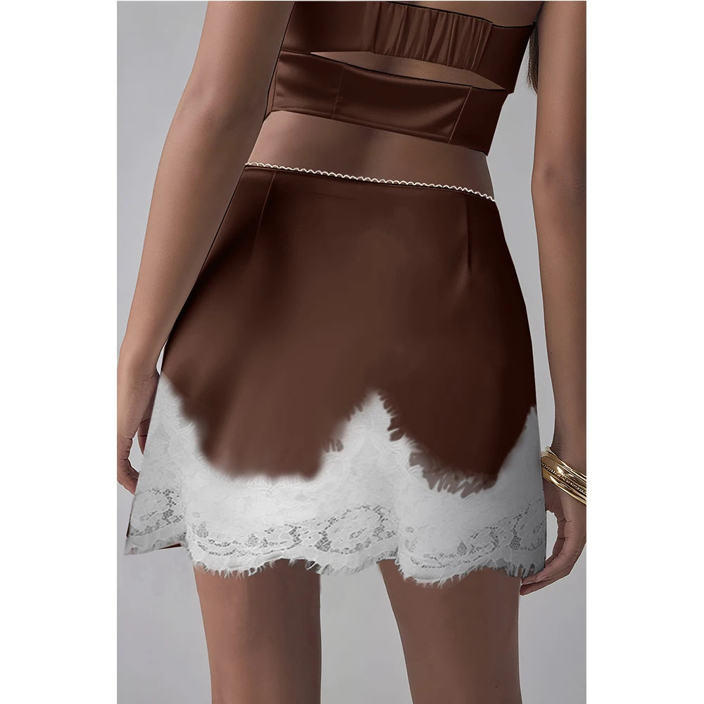 Women Sexy y2k Vintage Satin Lace Trim Mini Skirts Slik Low Rise Going Out Short Slip Skirts Silky Sexy A Line Half Underskirts