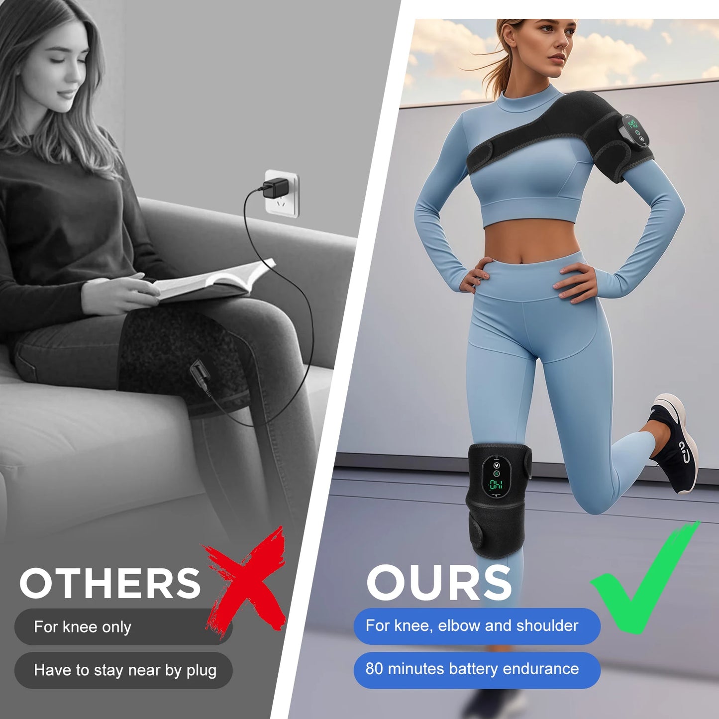 Wireless Electric Heating Knee Brace Support Belt Vibration Massage For Joint Care Knee Support Muscle Relax Hot Compress Pad