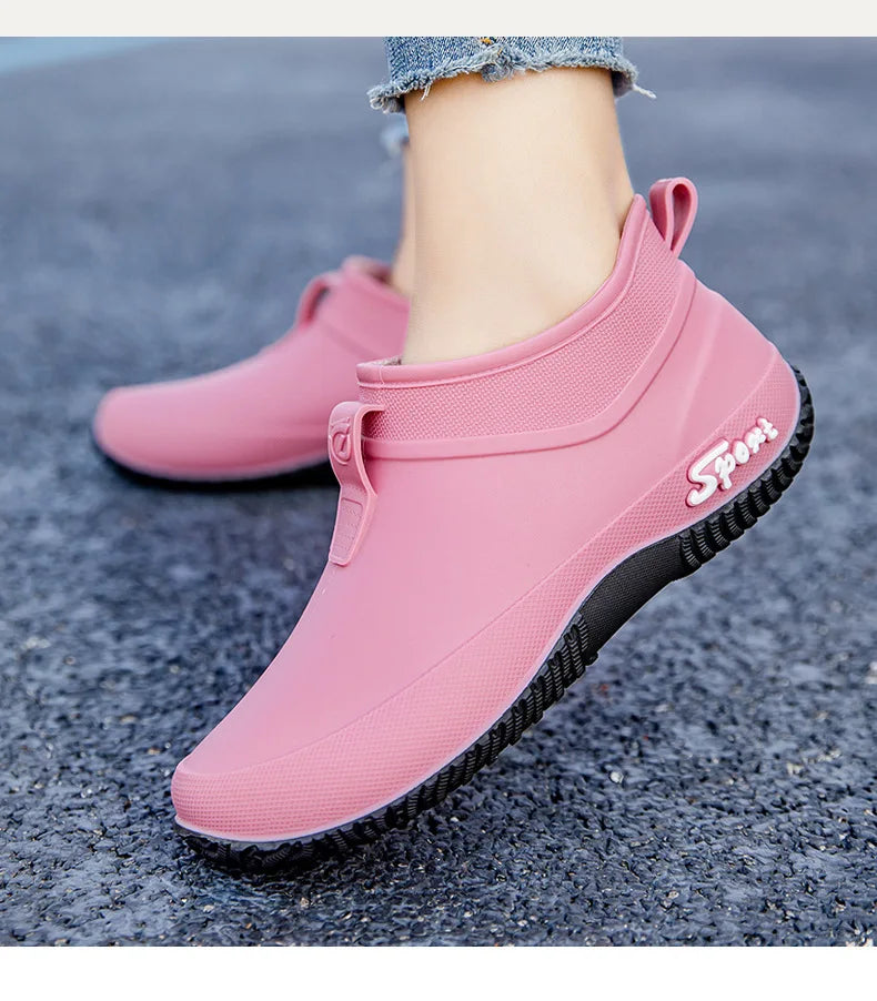 Casual Thick Bottomed Waterproof Outdoor Wear-Resistant Ladies Short Tube Water Shoes Daily Leisure Rain Boots for Women