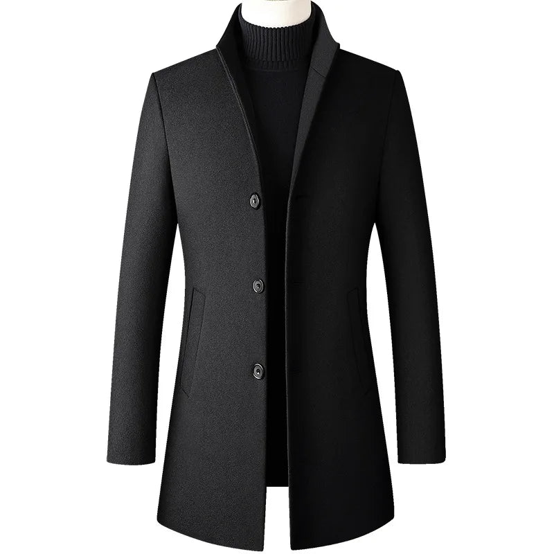 Men Long Trench Coats Cashmere Winter Jackets Wool Blends New Autumn Winter Coats Male Business Casual Trench Coats Size 4XL