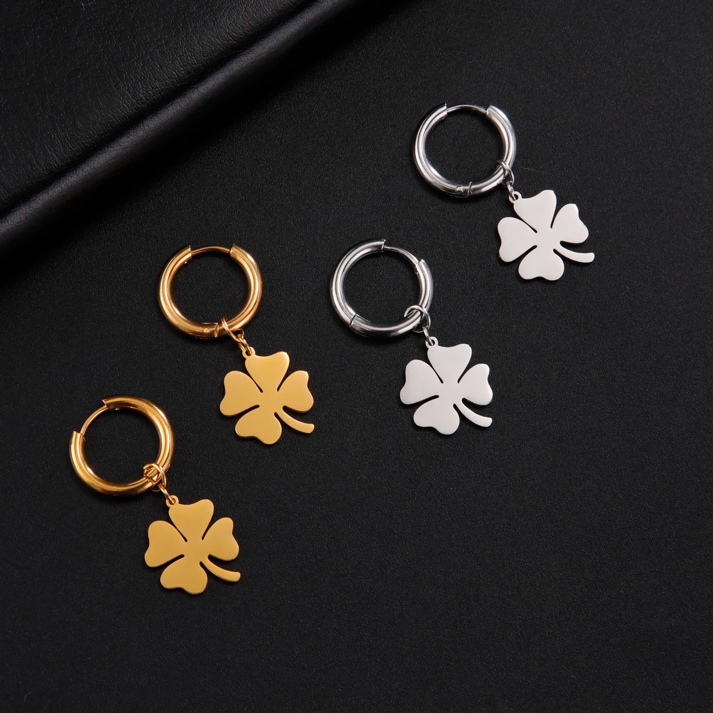 Kkjoy Fashion Stainless Steel Earrings Classic Clover Lucky Four-leaf Clover Pendant Engagement Gifts Jewelry 2023 Trend NEW
