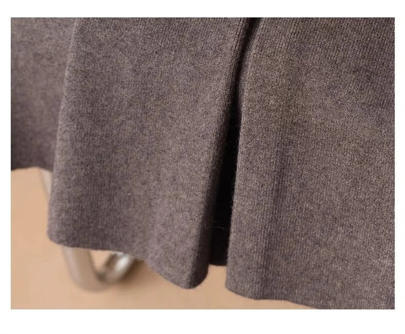 Women Knitted Skirt 2025 Autumn Winter New Loose Oversized Button Elastic Skirts Female Knitt Skirt Warm Women's Clothing