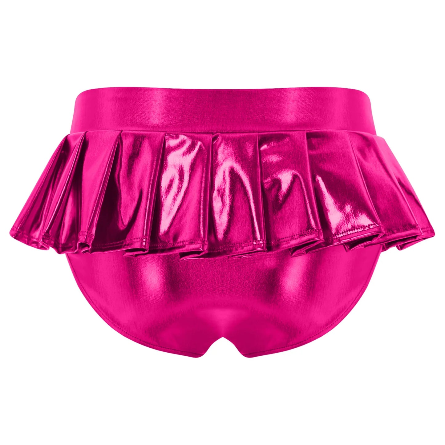 Womens Metallic Shiny Mini Skirt Elastic Waistband Pleated Skirted Underwear Culottes Micro Miniskirts Rave Party Nightclub Wear