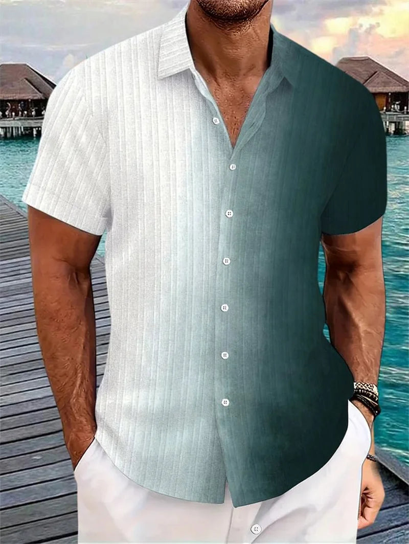 Summer printed men's short sleeved shirt Hawaii fashion lapel top plus size casual men's shirt 2025 style