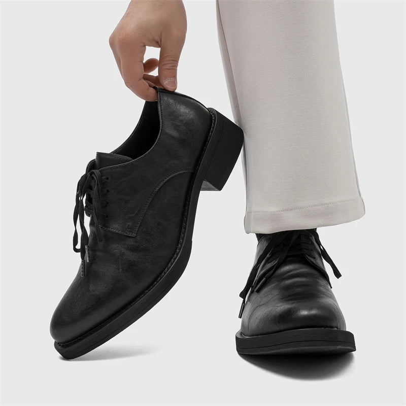 British Style Men's Leather Shoes Pointed Luxury Leather Dress Shoes Versatile Couples Interview Commuting Men's Casual Shoes