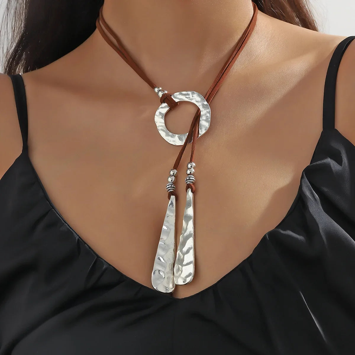 Bohemian Ethnic Wind Imitation Pearl Braided Necklaces Women Retro Hand-woven Beads Double Layer Rope Chain Vacation Jewelry