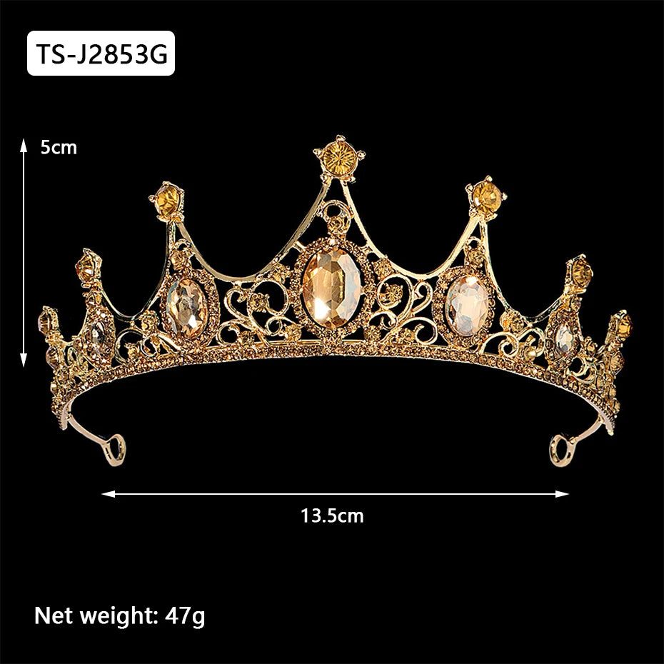 Gold Color Tiaras and Crowns for Women Wedding Bridal Hair Accessories Pearl Rhinestone Headpiece Bride Headdress Prom Jewelry