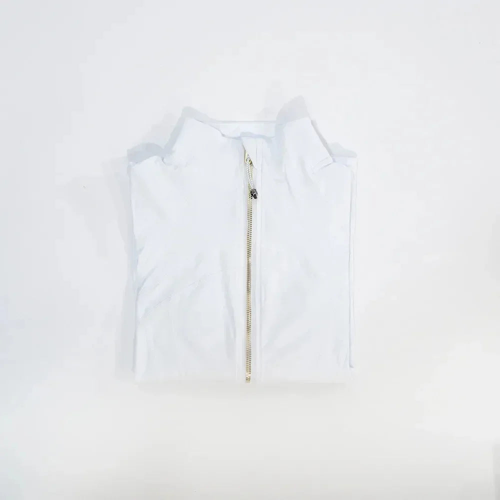 Slimming Zipper Jacket Yoga Collar Lightweight Quick Dry Sporty Thin Rose Gold Evening Summer Outerwear for Active Living