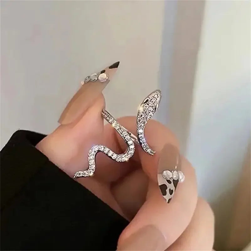 Snake Ring for Women Micro Inlaid Zircon Wound Small Female Simplicity Adjustable Opening Rings Index Finger Ring Jewelry