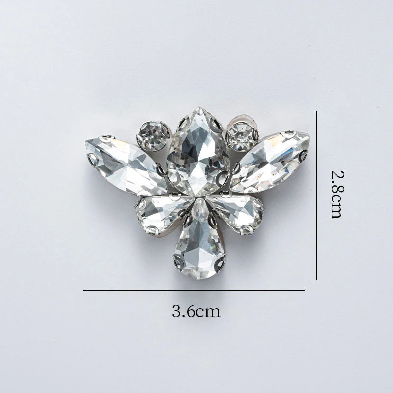 QIAO 5pcs Rhinestones Ornament Crystal Clear Iron on Diamond Rhinestones for Clothing Bags Hoodie Decorations Accessories