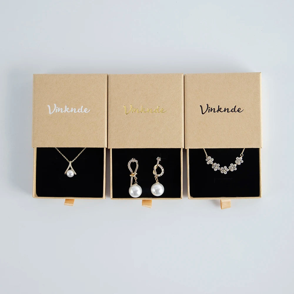 Wholesale 24pcs Custom Jewelry Packaging Box with logo Pink Cardboard Drawer Sliding Jewellery Earrings Ring Necklace Gift Boxes